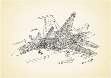 3D обои с рисунком самолёт Design Studio 3D Для подростков PD-046