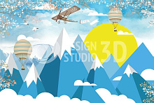 3D обои с рисунком самолёт Design Studio 3D Детские KID-133